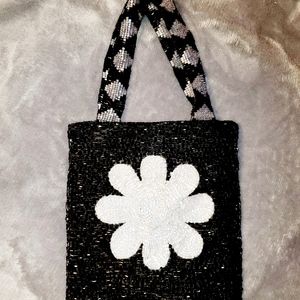 Black Beaded Flower 🌼 Dress Bag